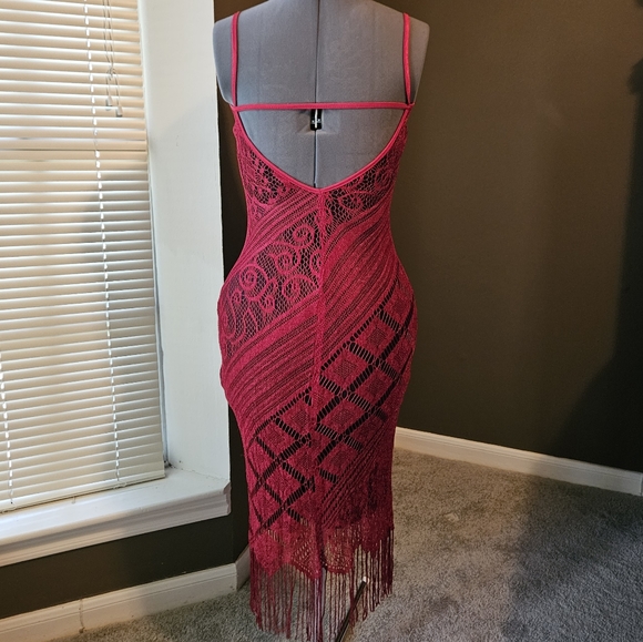 Vintage Wet Seal Red & Black Midi Dress Size S - Picture 2 of 6